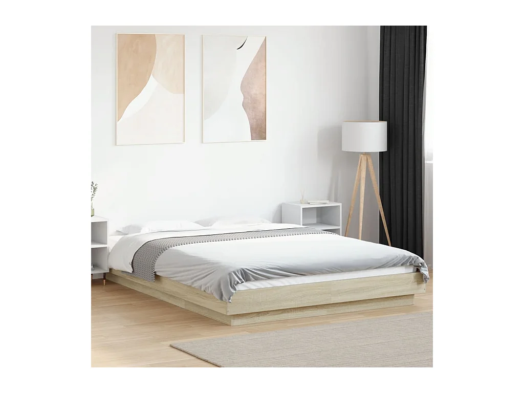 Cadre de lit avec lumières LED sans matelas140x190 cm