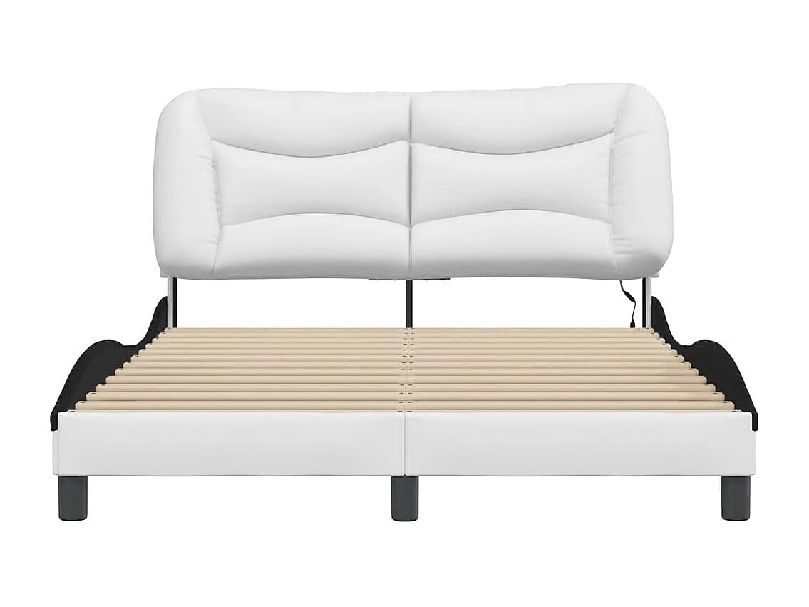 Giroletto con Luci LED Bianco e Nero 120x200 cm in Similpelle