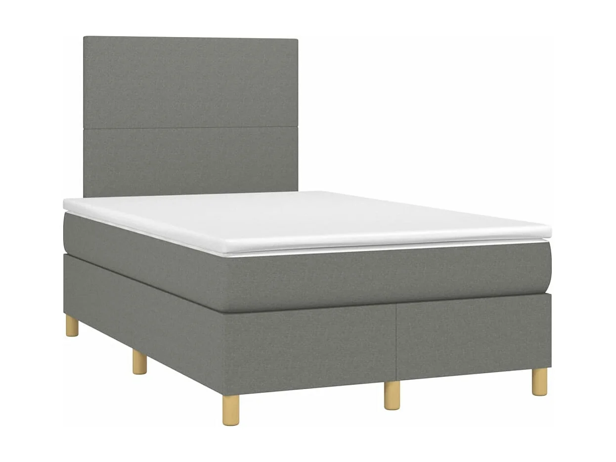 Sommier à lattes de lit matelas LED gris foncé 120x190 cm tissu