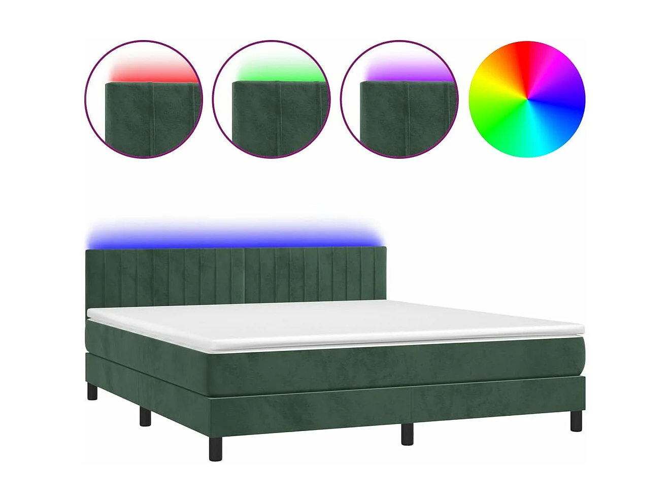 Boxspring met matras en LED fluweel donkergroen 180x200 cm