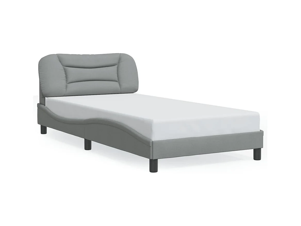 Cadre de lit avec LED sans matelas gris clair 100x200 cm tissu