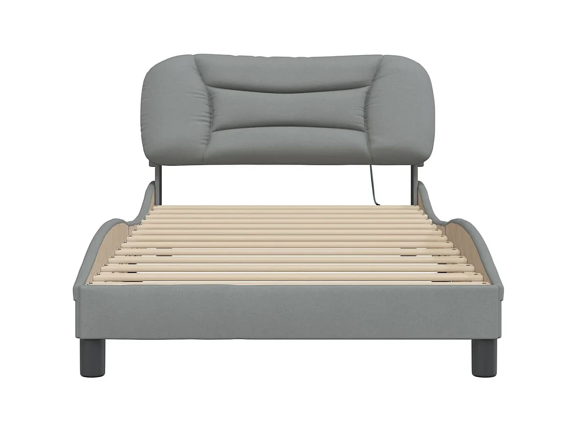 Cadre de lit avec LED sans matelas gris clair 100x200 cm tissu