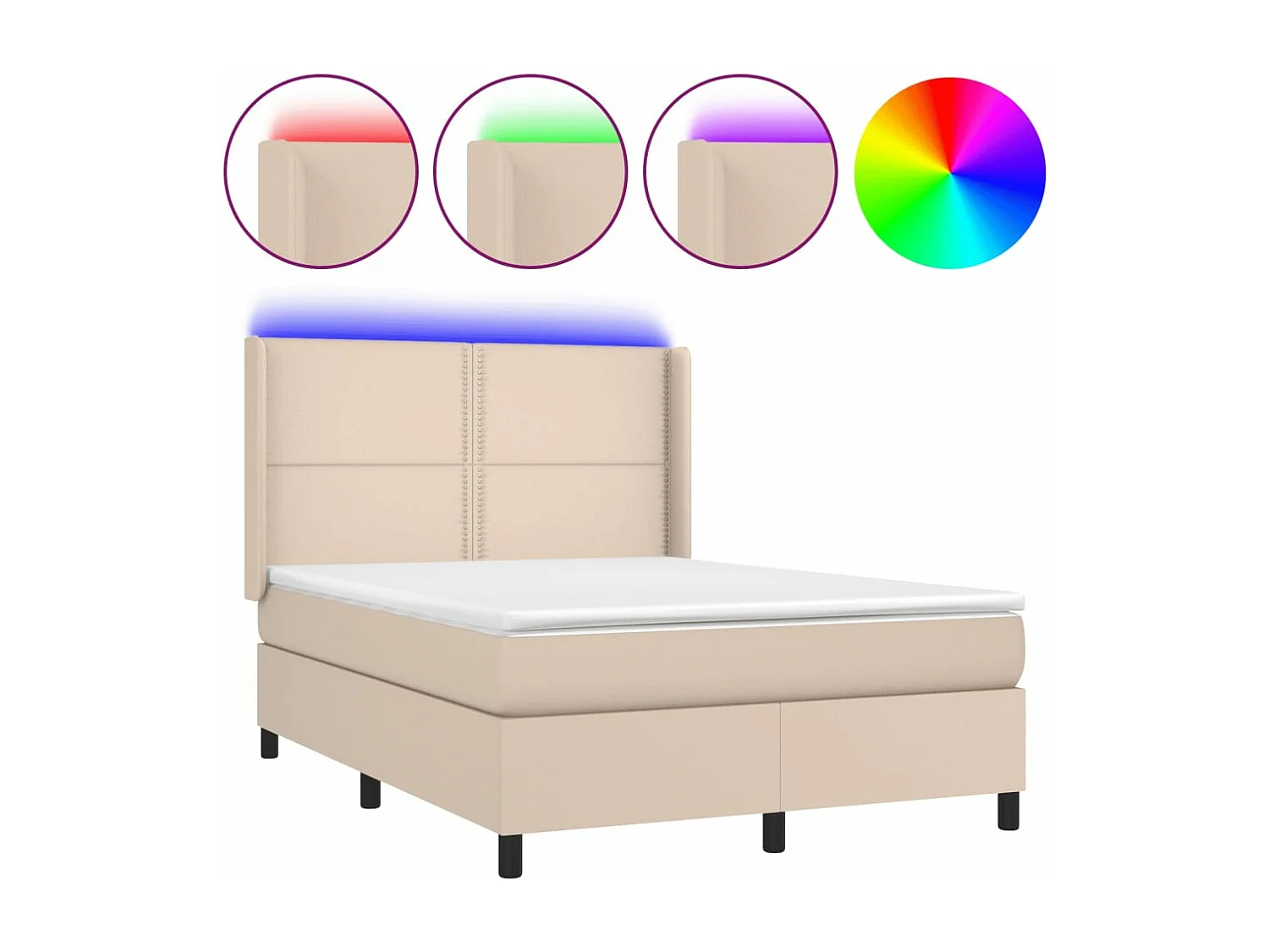 Sommier à lattes de lit matelas LED Cappuccino 140x200 cm