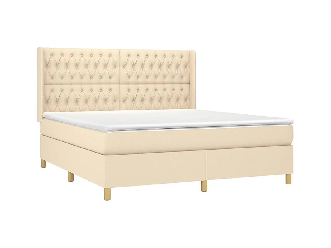 Letto a Molle con Materasso e LED Crema 180x200 cm in Tessuto