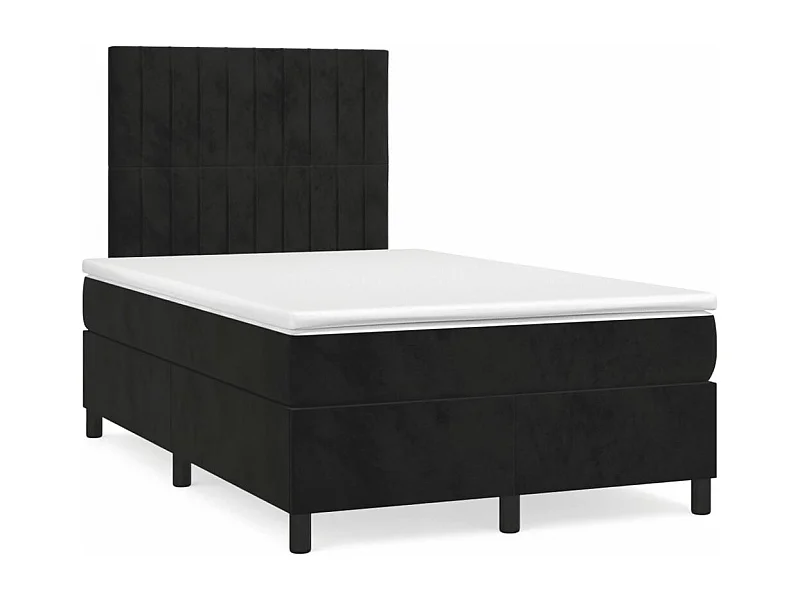 Sommier à lattes de lit et matelas LED noir 120x190 cm velours