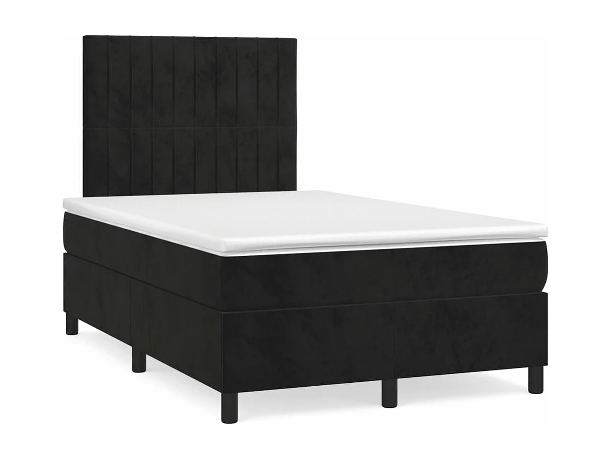 Boxspringbett mit Matratze & LED Schwarz 120x190 cm Samt