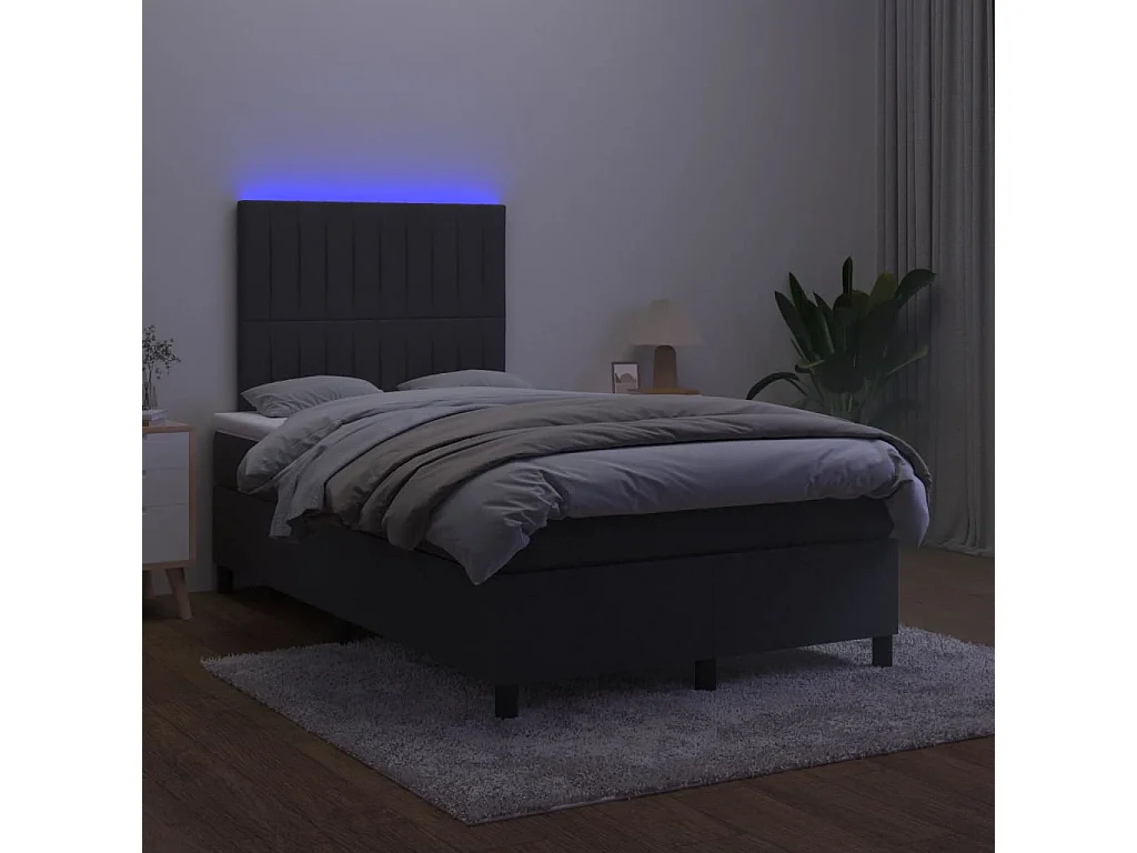 Boxspringbett mit Matratze & LED Schwarz 120x190 cm Samt
