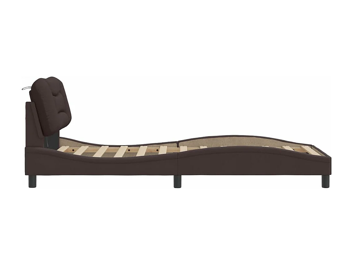 Giroletto con Luci LED Marrone Scuro 90x200 cm in Tessuto