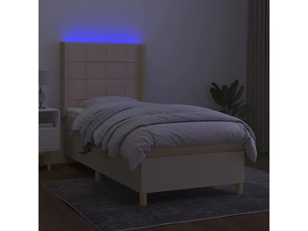 Boxspringbett mit Matratze & LED Creme 80x200 cm Stoff