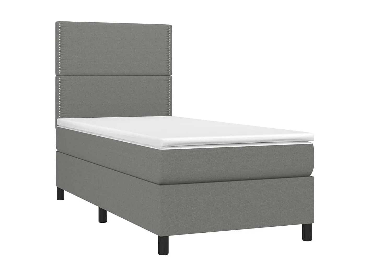 Letto a Molle Materasso e LED Grigio Scuro 90x190 cm in Tessuto