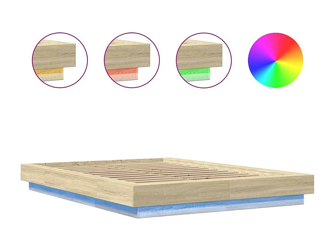 Cadre de lit avec lumières LED sans matelas 135x190 cm