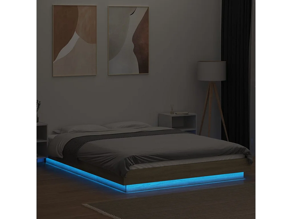 Cadre de lit avec lumières LED sans matelas 135x190 cm