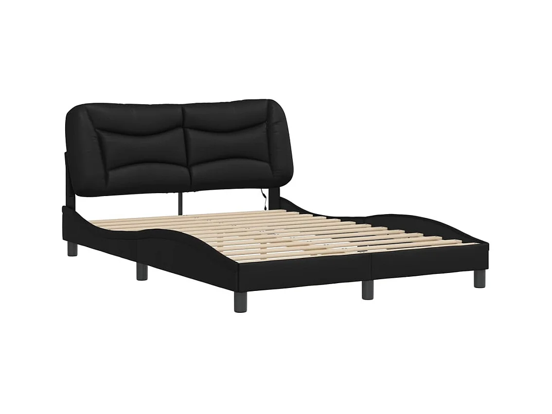Cadre de lit avec LED sans matelas noir 140x200 cm