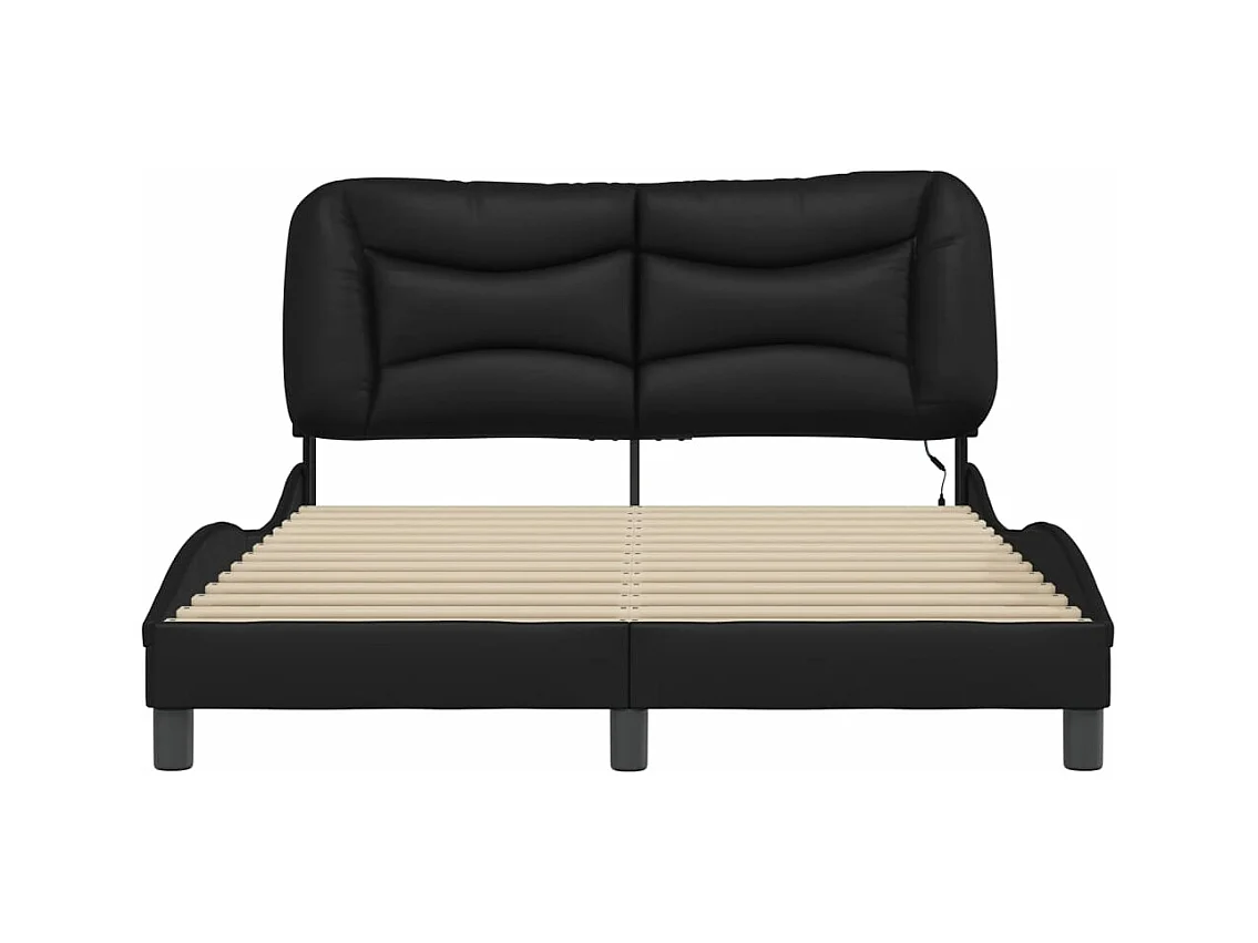 Cadre de lit avec LED sans matelas noir 140x200 cm