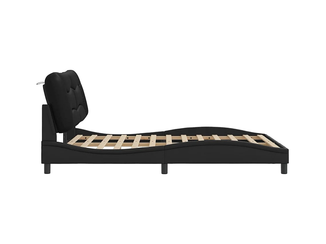 Cadre de lit avec LED sans matelas noir 140x200 cm