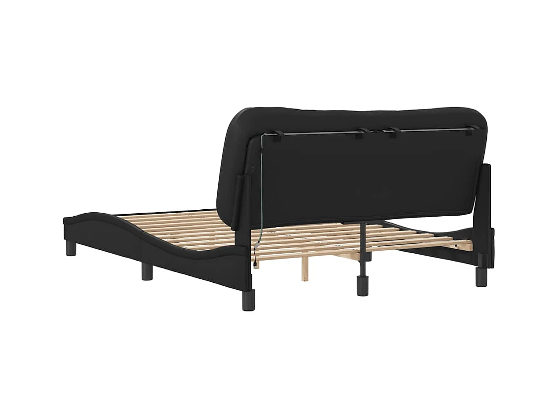 Cadre de lit avec LED sans matelas noir 140x200 cm