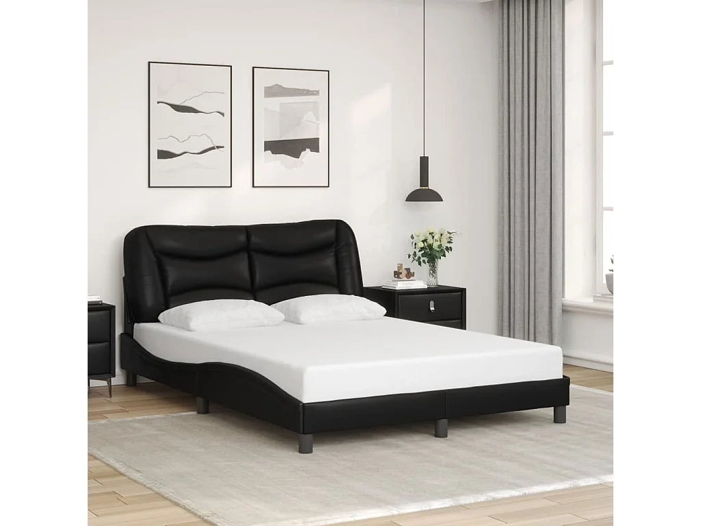 Cadre de lit avec LED sans matelas noir 140x200 cm