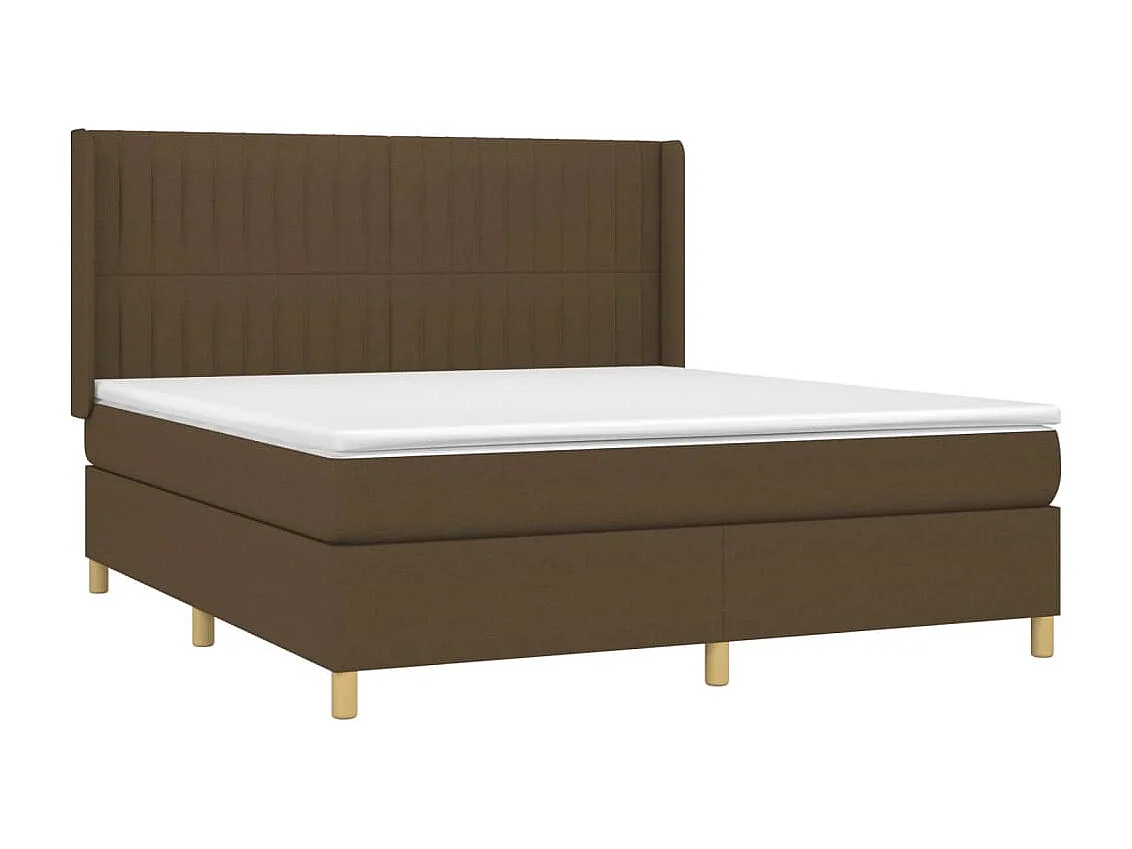 Letto a Molle Materasso e LED Marrone Scuro 160x200 cm Tessuto