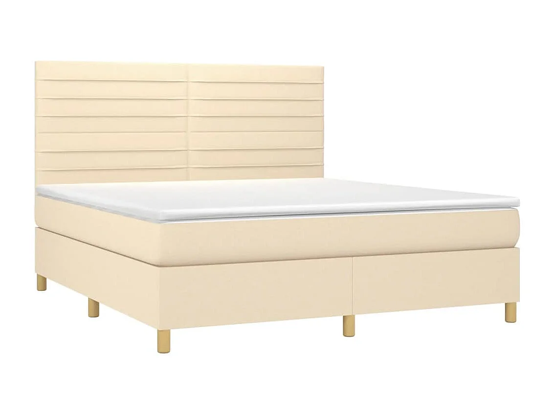 Sommier à lattes de lit et matelas et LED Crème 180x200cm Tissu