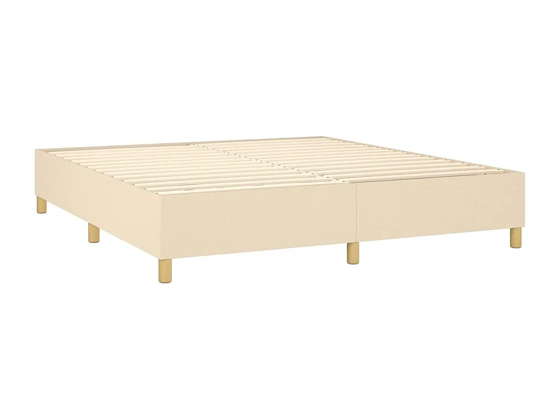 Cama box spring c/ colchão e LED 180x200 cm tecido cor creme