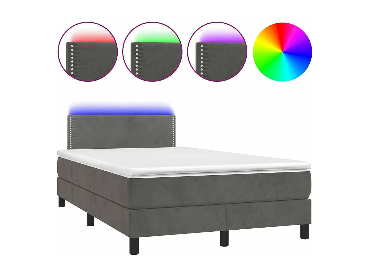 Boxspring met matras en LED fluweel donkergrijs 120x200 cm