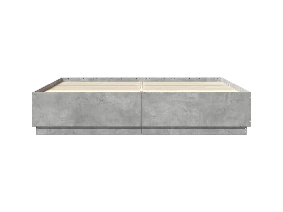 Cadre de lit avec LED sans matelas gris béton 200x200 cm