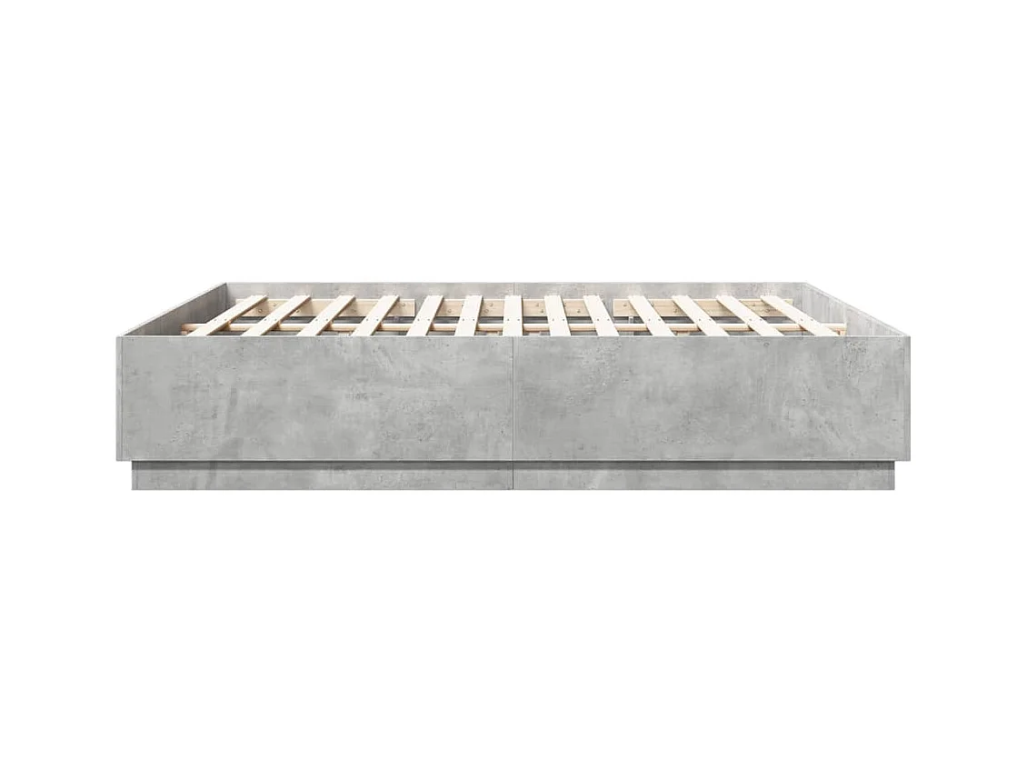 Cadre de lit avec LED sans matelas gris béton 200x200 cm