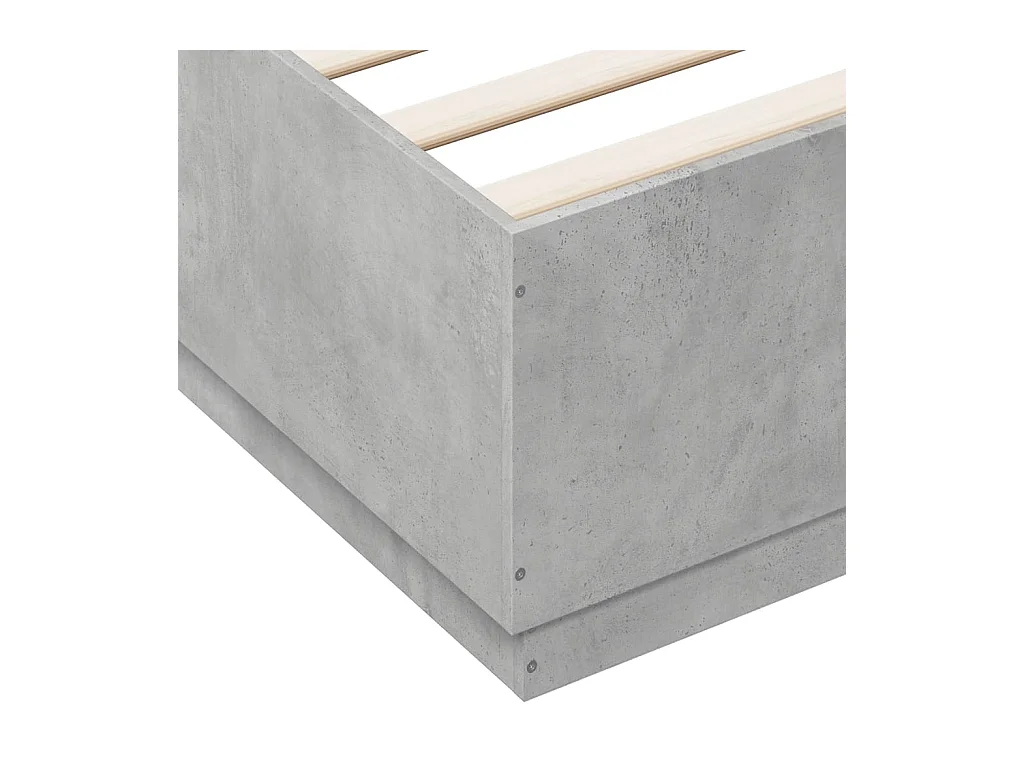 Cadre de lit avec LED sans matelas gris béton 200x200 cm