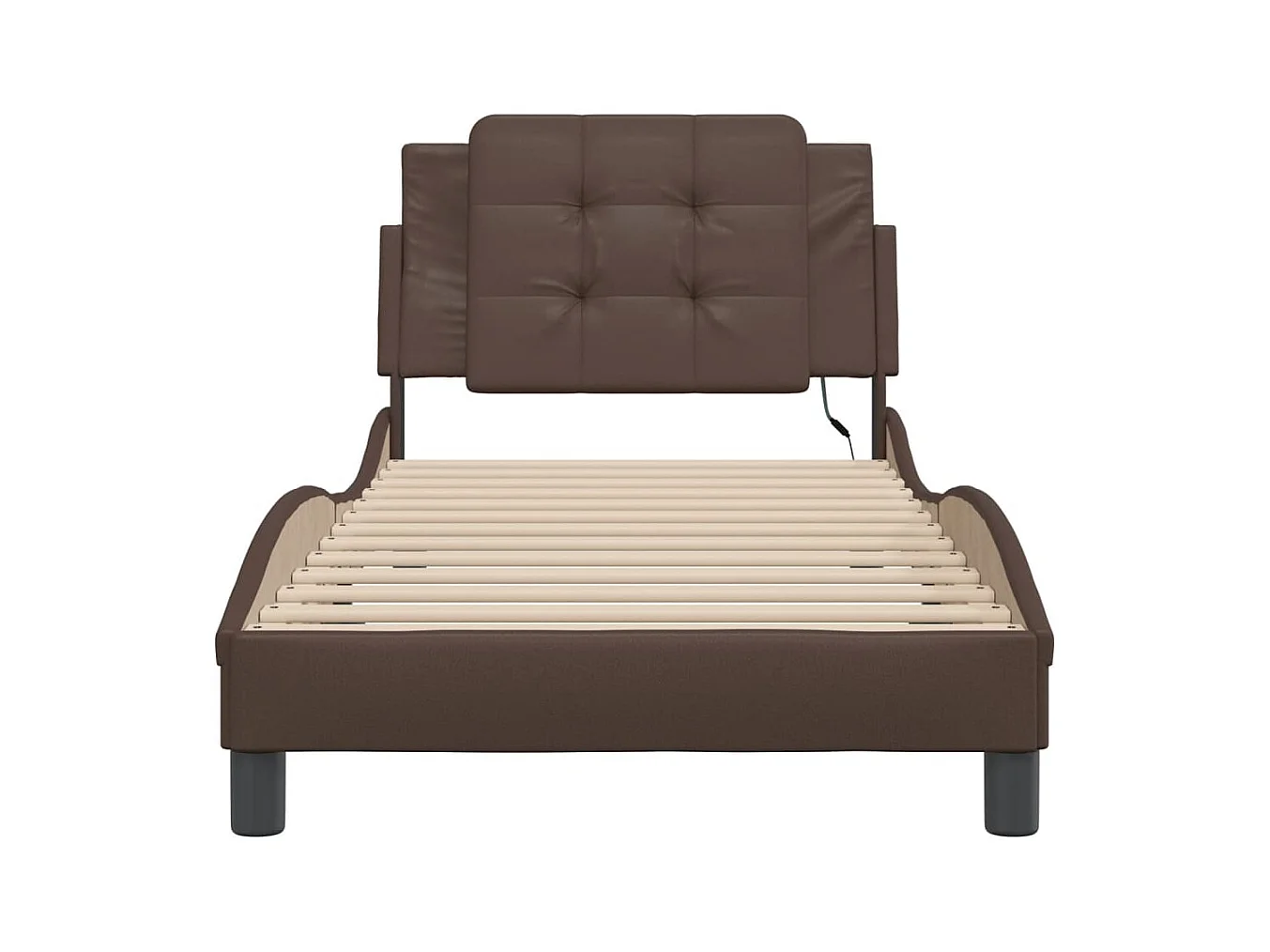 Cadre de lit avec LED sans matelas marron 90x190 cm