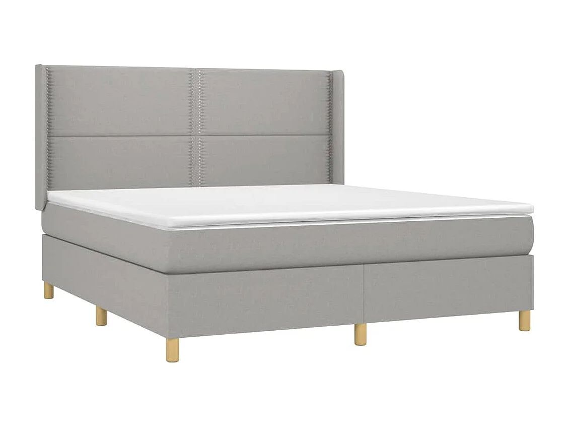 Boxspringbett mit Matratze & LED Hellgrau 180x200 cm Stoff