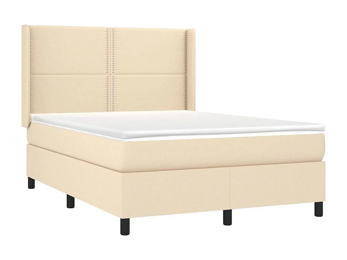 Sommier à lattes de lit matelas LED Crème 140x200 cm Tissu