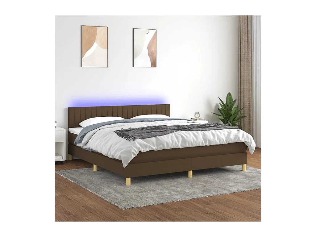 Boxspringbett mit Matratze & LED Dunkelbraun 160x200 cm Stoff