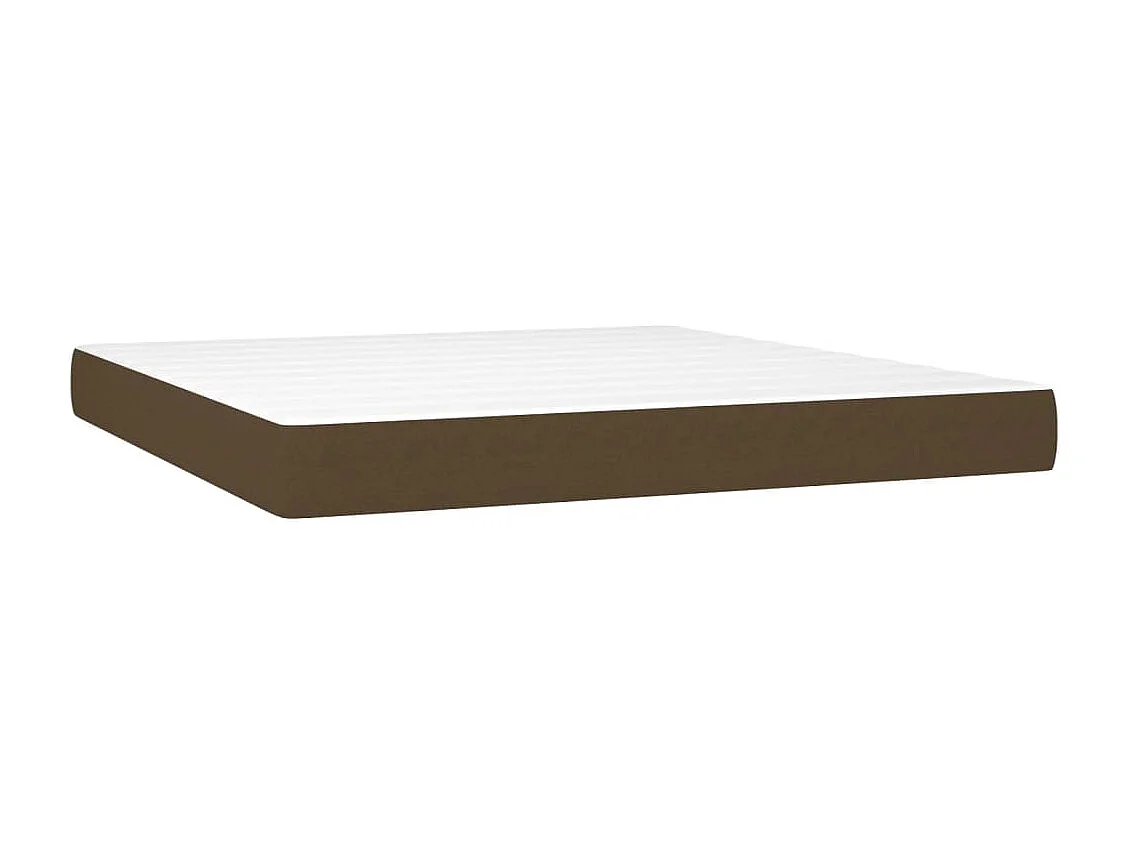Cama box spring con colchón LED tela marrón oscuro 160x200 cm