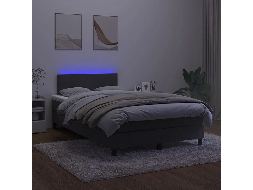 Letto a Molle con Materasso e LED Nero 120x200 cm in Velluto