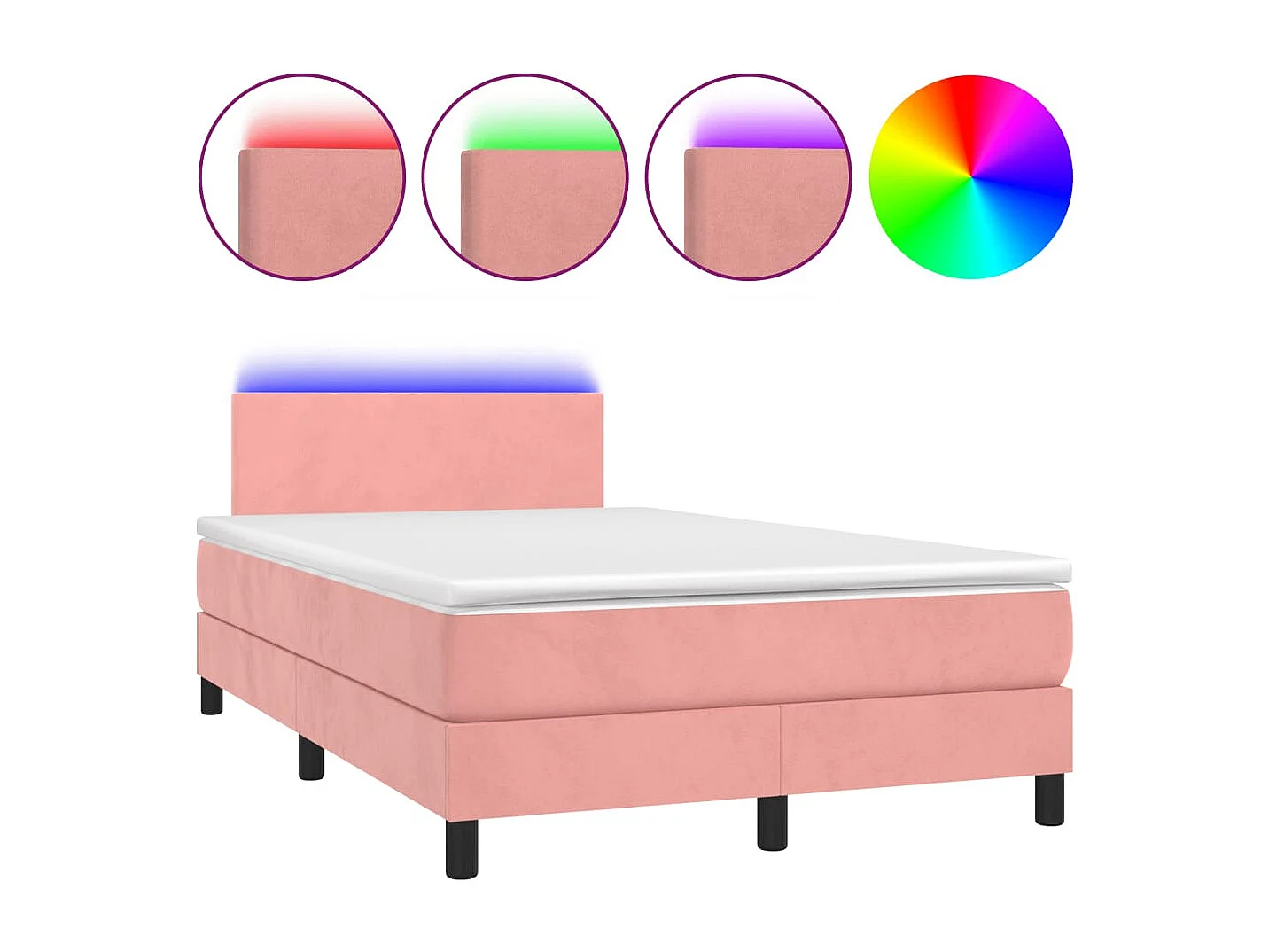 Boxspringbett mit Matratze & LED Rosa 120x190 cm Samt