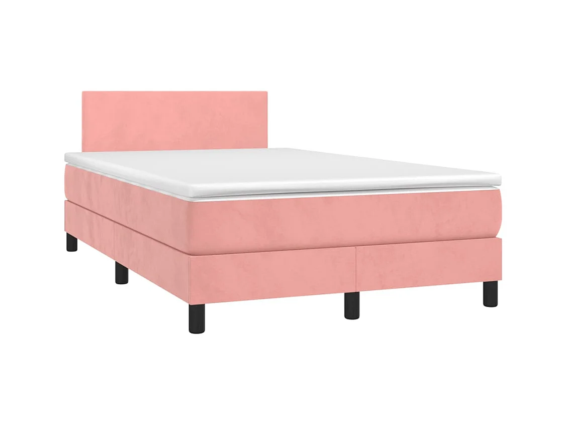 Sommier à lattes de lit et matelas LED rose 120x190 cm velours