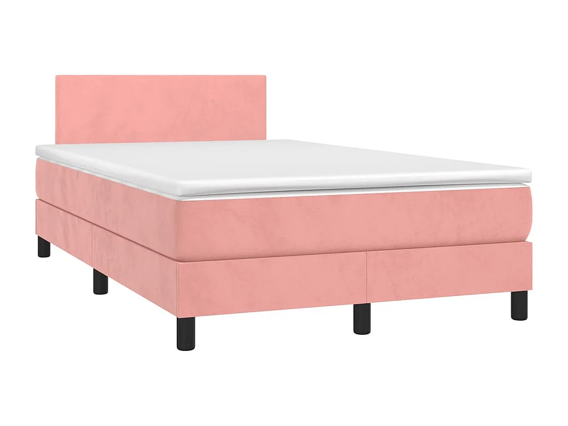 Sommier à lattes de lit et matelas LED rose 120x190 cm velours