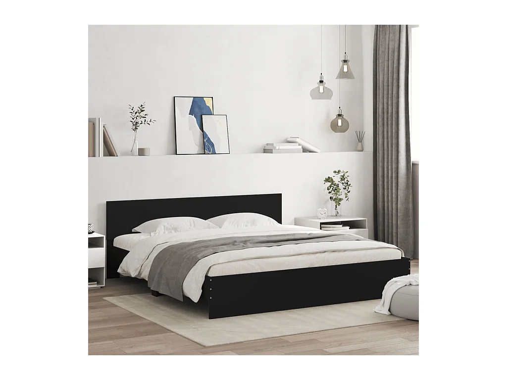 Cadre de lit avec LED sans matelas noir 180x200 cm