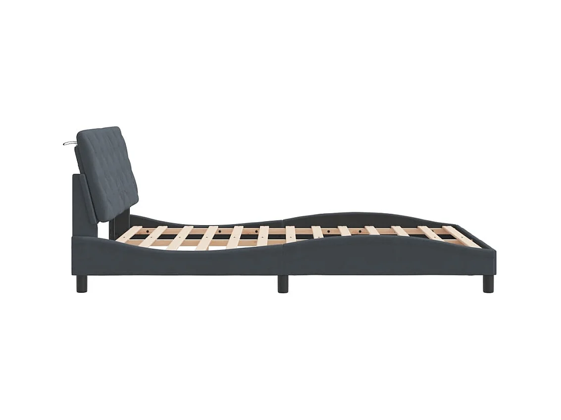 Cadre de lit avec LED sans matelas gris foncé 120x200cm velours