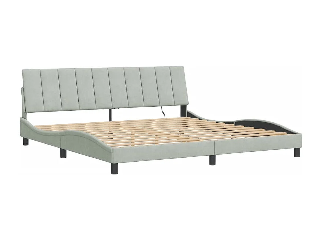 Cadre de lit avec lumières LED gris clair 200x200 cm velours