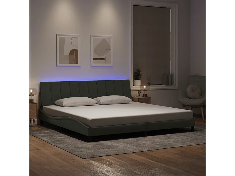 Giroletto con Luci LED Grigio Chiaro 200x200 cm in Velluto