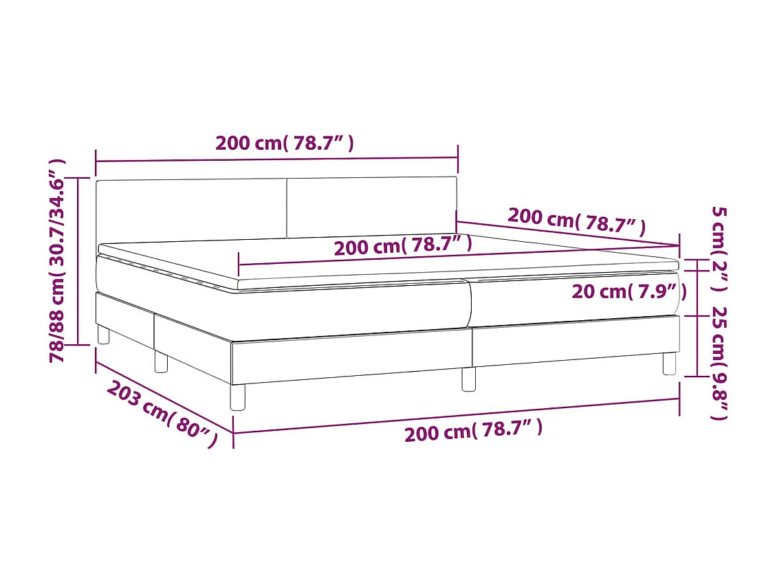 Boxspringbett mit Matratze & LED Dunkelbraun 200x200 cm Stoff