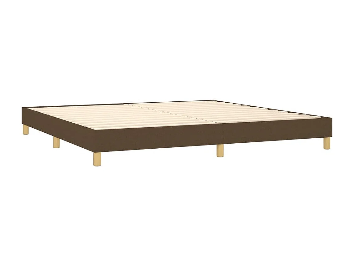 Cama box spring c/ colchão/LED 200x200cm tecido castanho-escuro