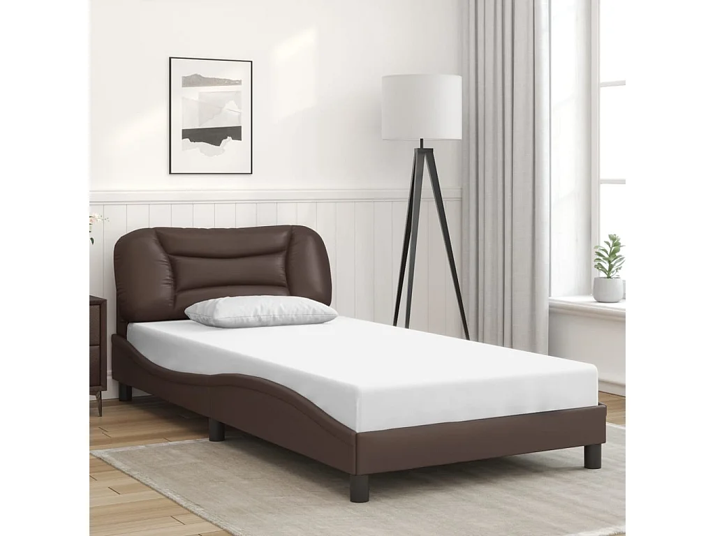 Cadre de lit avec LED sans matelas marron 100x200 cm