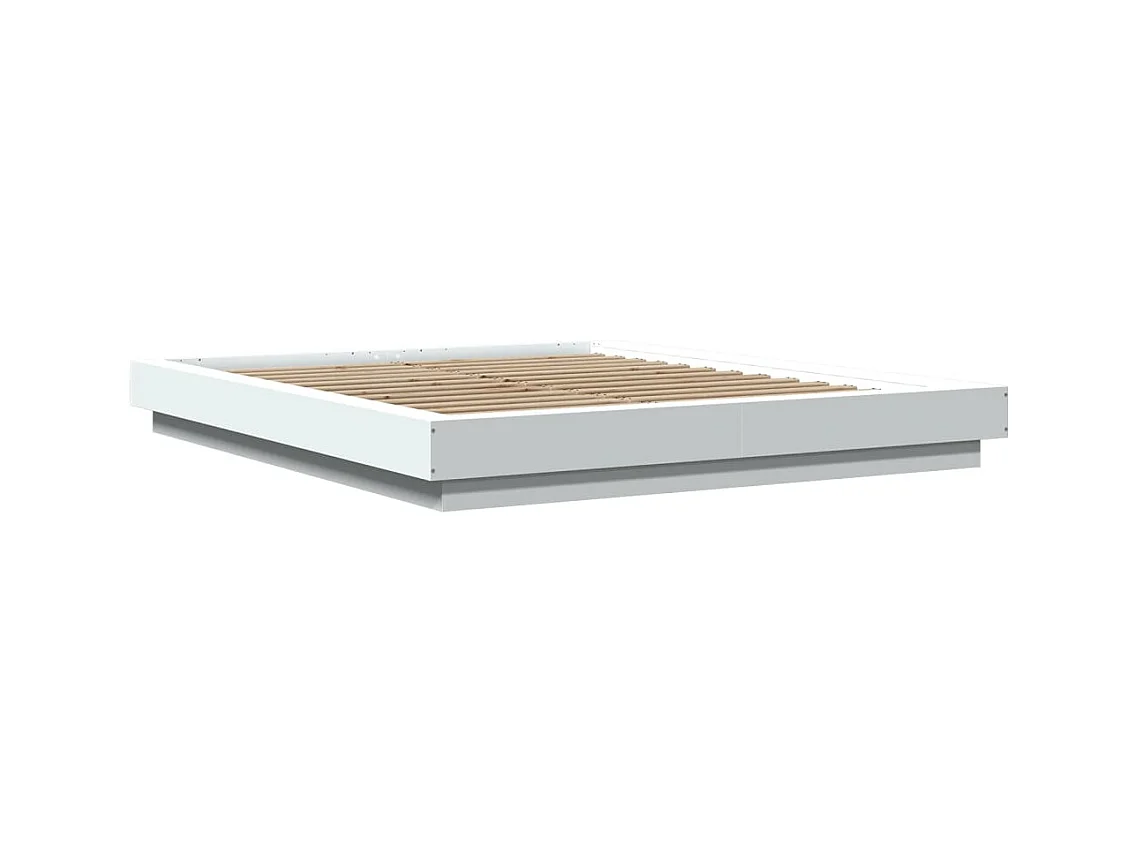 Bedframe met LED-verlichting bewerkt hout wit 150x200 cm