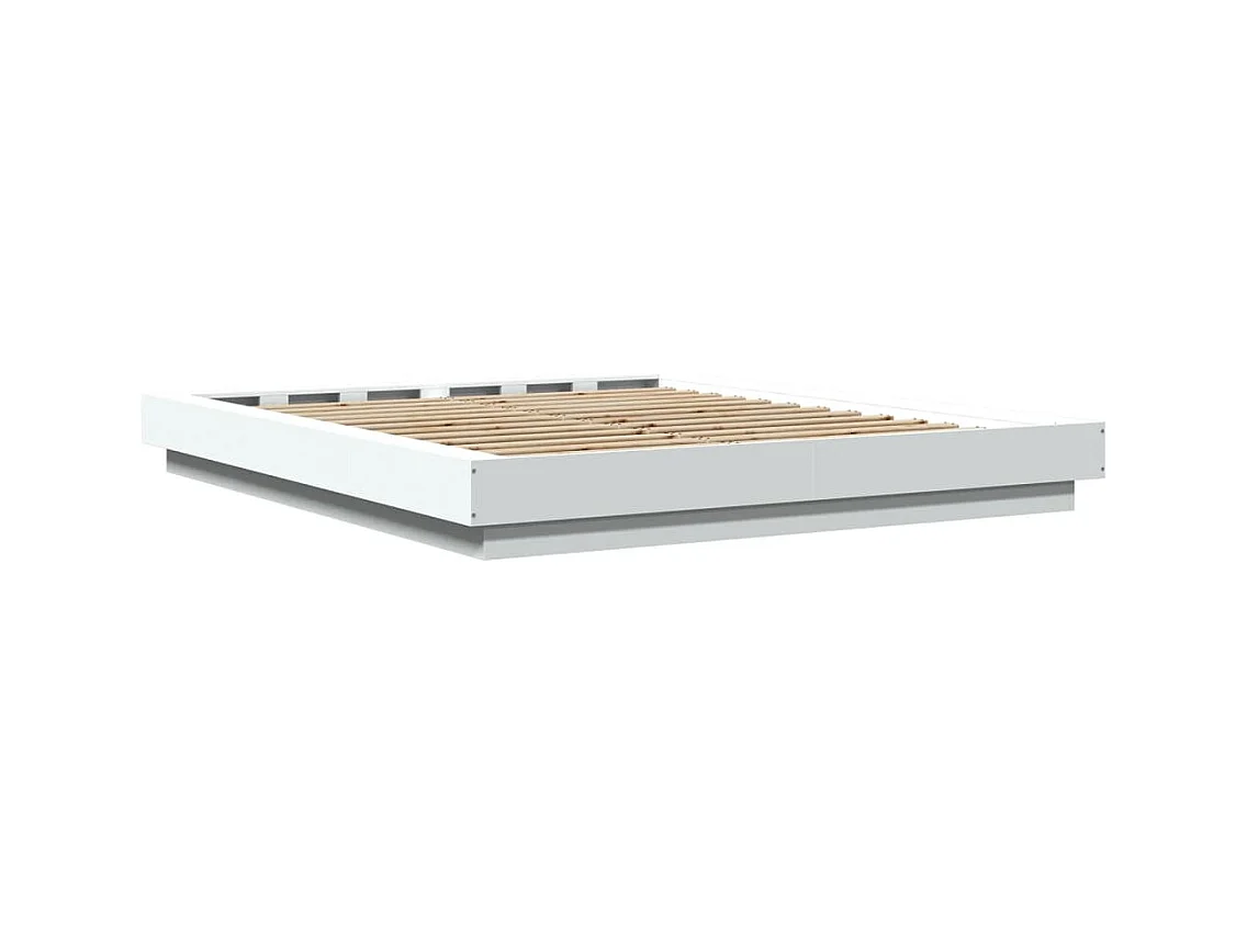 Bedframe met LED-verlichting bewerkt hout wit 150x200 cm