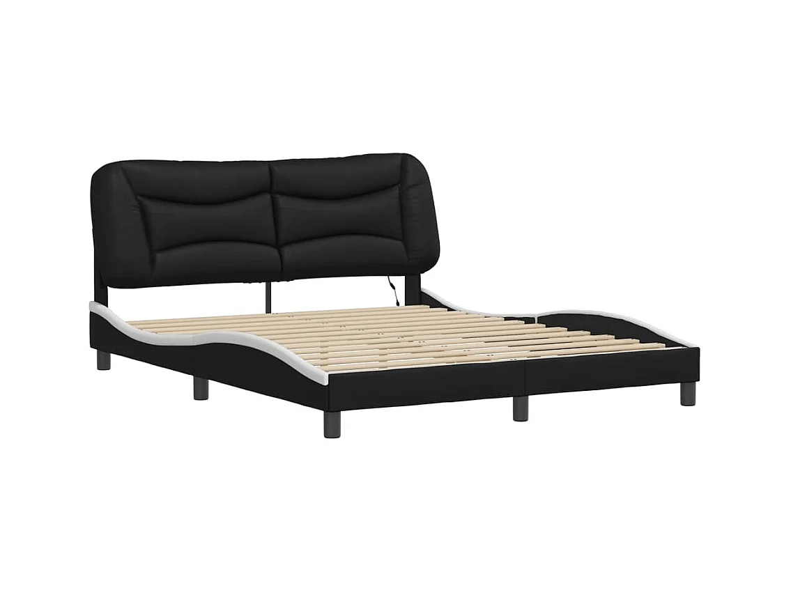 Cadre de lit avec LED sans matelas noir et blanc 160x200 cm