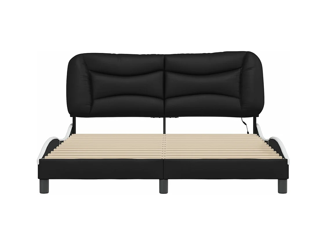 Cadre de lit avec LED sans matelas noir et blanc 160x200 cm