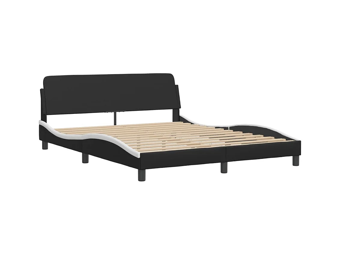 Cadre de lit avec LED sans matelas noir et blanc 160x200 cm