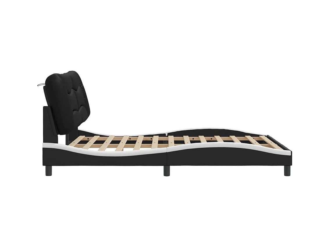 Cadre de lit avec LED sans matelas noir et blanc 160x200 cm